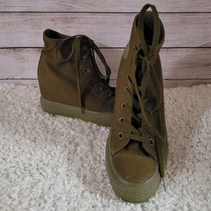 Camo green wedge Converse sneakers